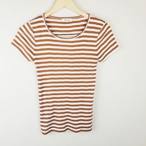 Madewell | Brown & White Striped Ribbed Top